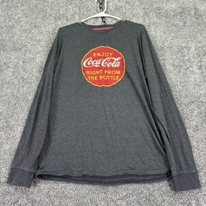 Red Jacket Shirt Mens Large Gray Coca-Cola Long Sleeve Graphic Tee Soda